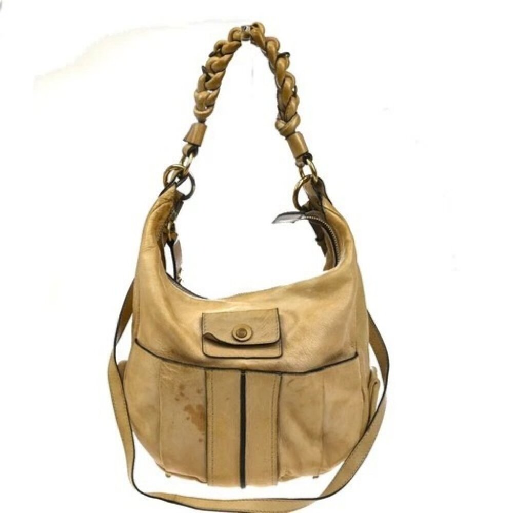CHLOE Logo Heloise Hobo 2Way Crossbody Shoulder Bag Leather Beige GHW 66CA524